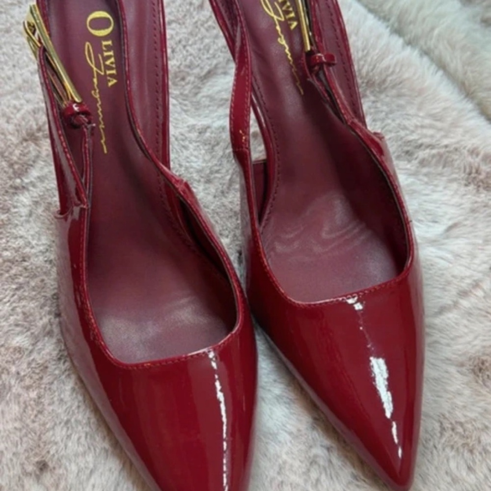 Chic Red Patent Leather Slingback Heels